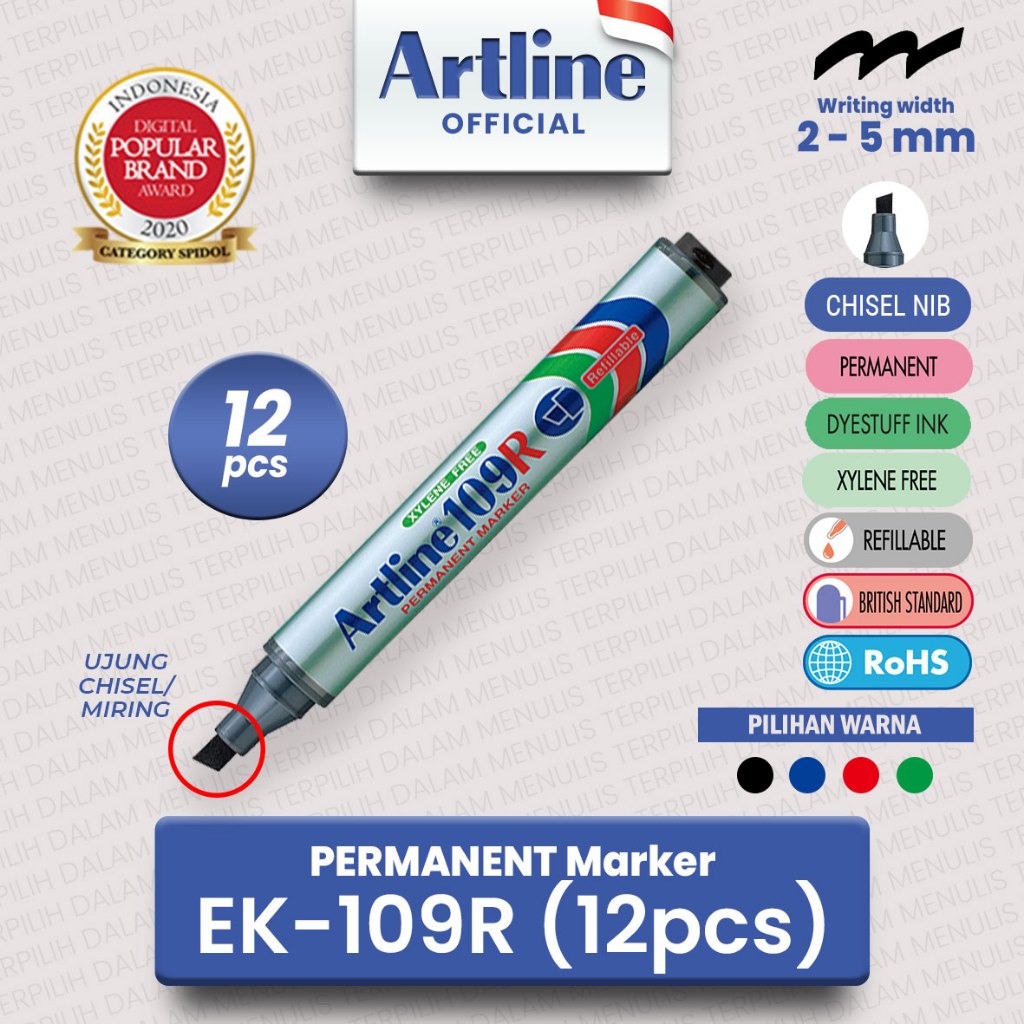 

(LIVE) ARTLINE Spidol Permanent Marker EK-109R 12pcs/ 1 lusin 2