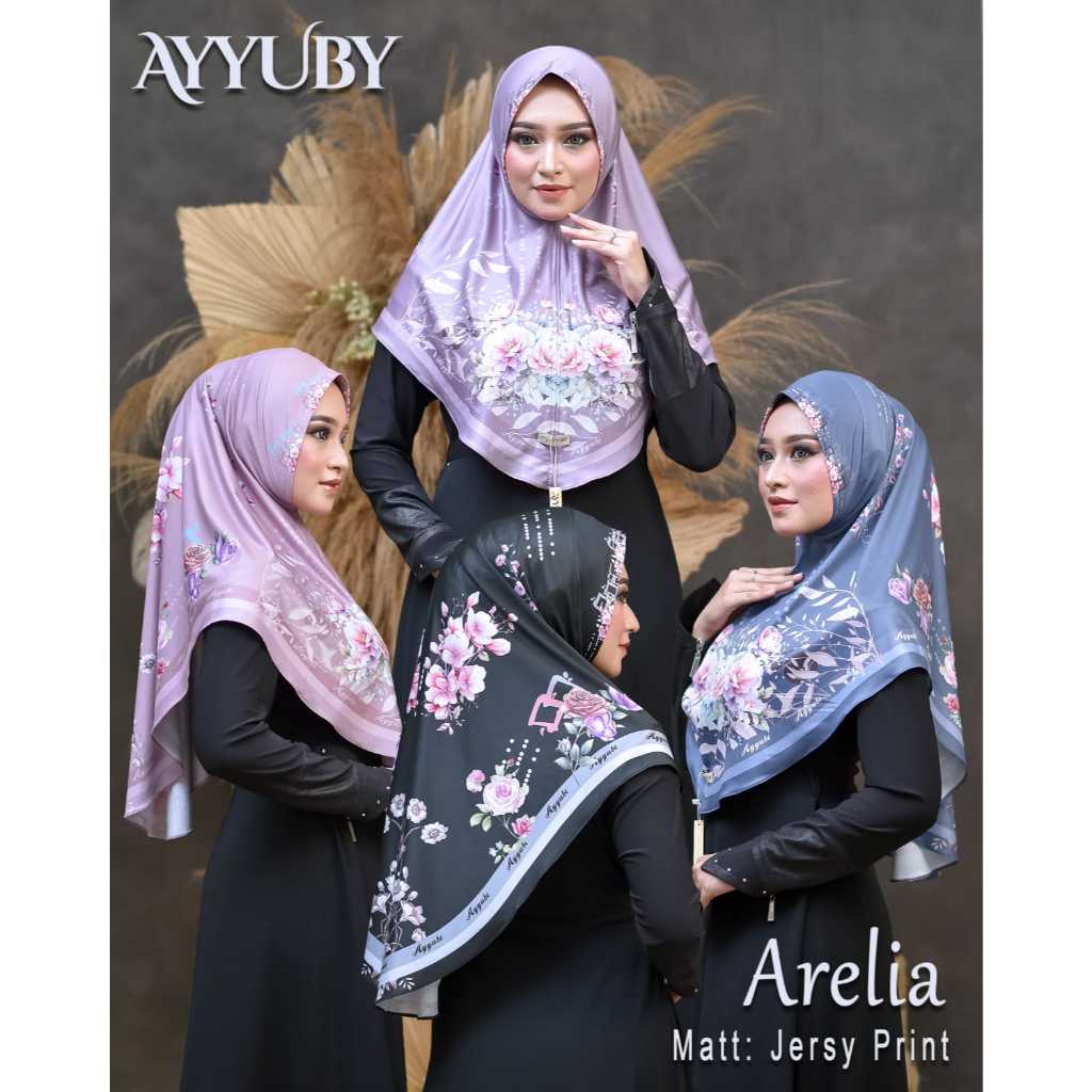 Hijab instan Arelia original Ayyuby (Bahan jersey print premium)