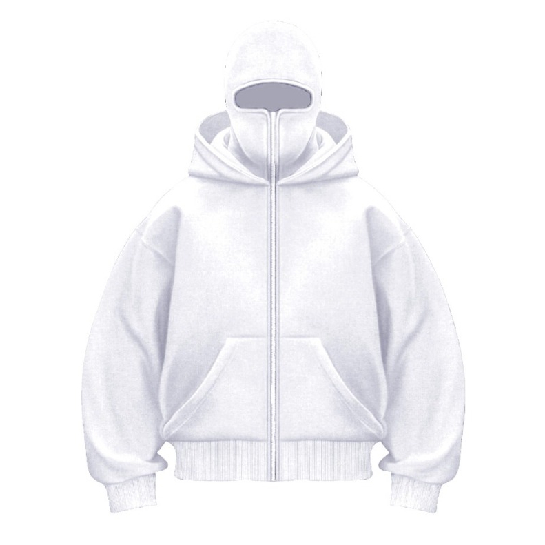 Do The Flow Hoodie Balaclava Polos Zipper Jaket Boxy Putih