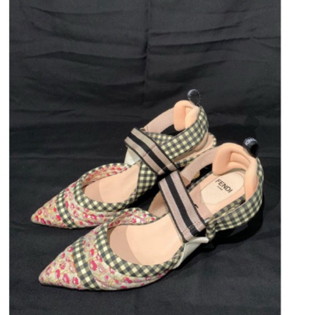 Fendi Slingback Cotton Colibri Pink Multicolor Shoes