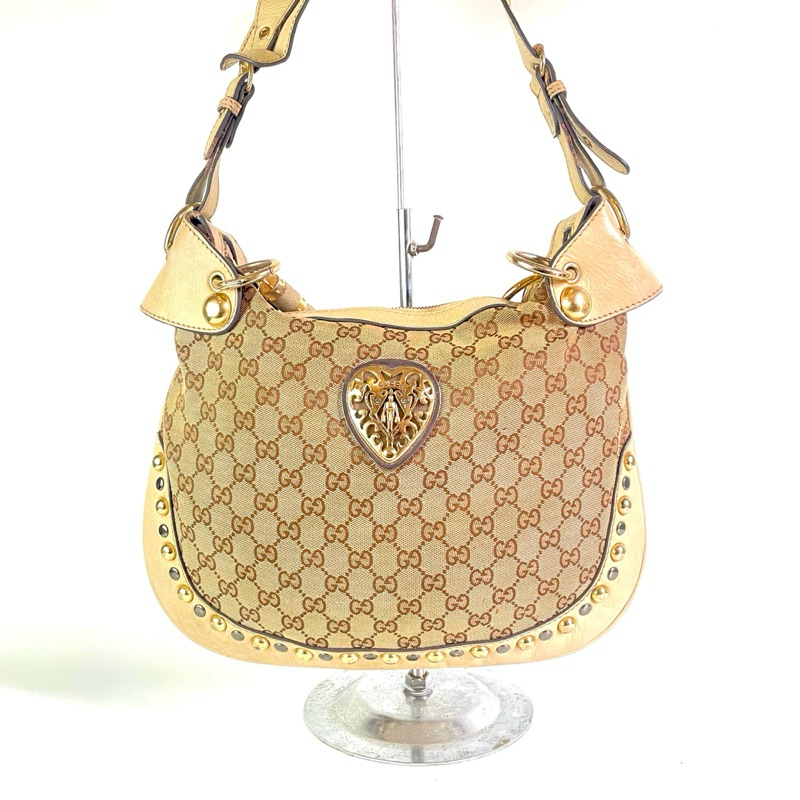 PRELOVED TAS GUCCI SIMA CANVAS BOBOUSKA HEART HOBO KONDIAI 95% - Tas guccisima bobuska hobo bag seco