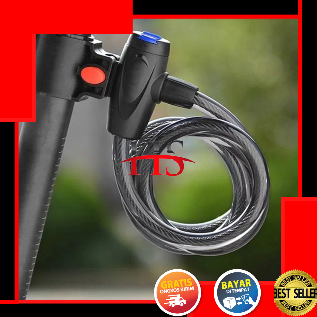 LBX Gembok Sepeda Kabel Serat Baja Kunci Rantai Motor Mainan Anak Pagar Rumah Panjang 1.2 Meter