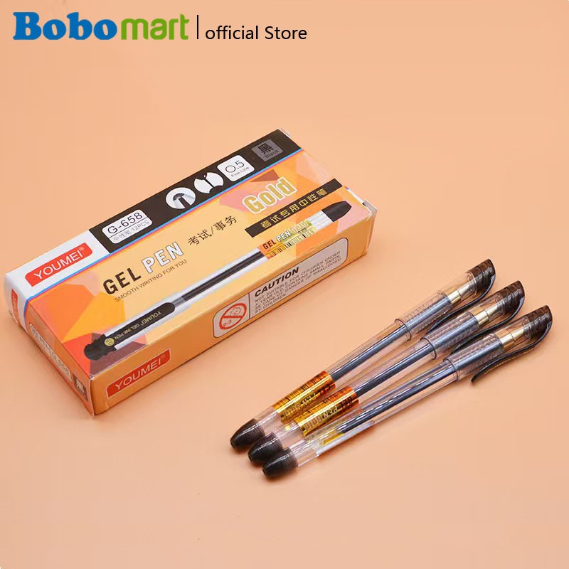 

BOBOMART 1 PACK 12 PCS YOUMEI G-658 PEN GEL 0.5MM HITAM PULPEN