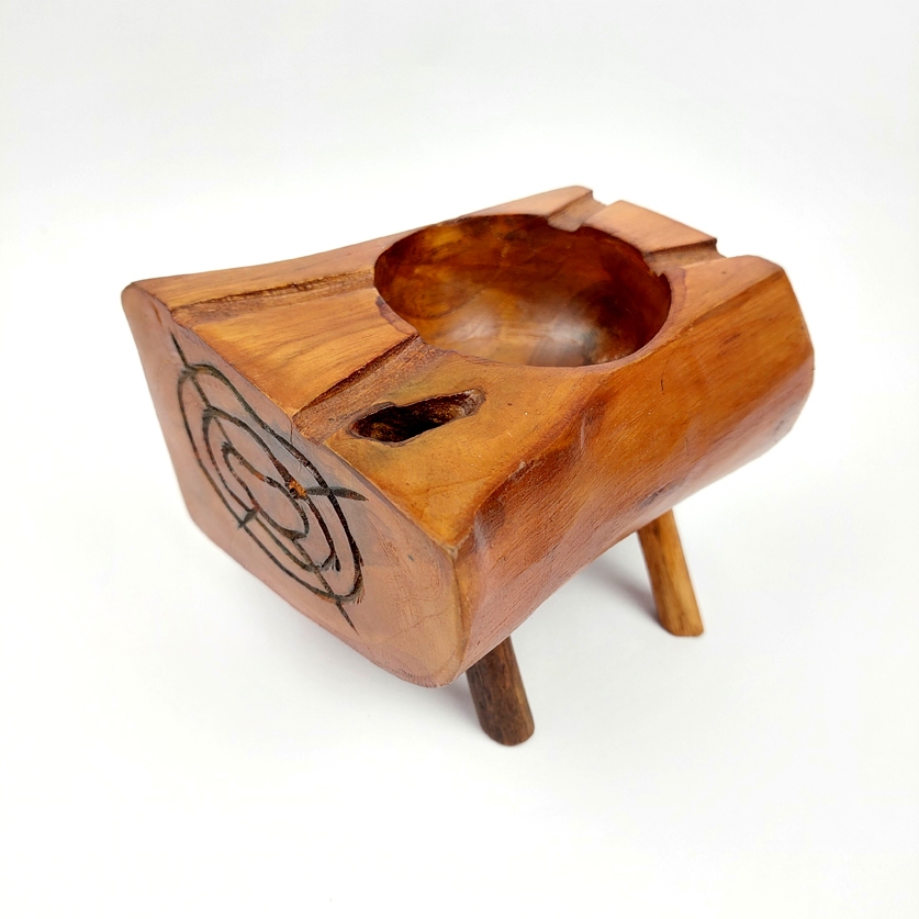 Asbak Aesthetic Kayu Souvenir Akar Kayu Jati Model Beduk Antik