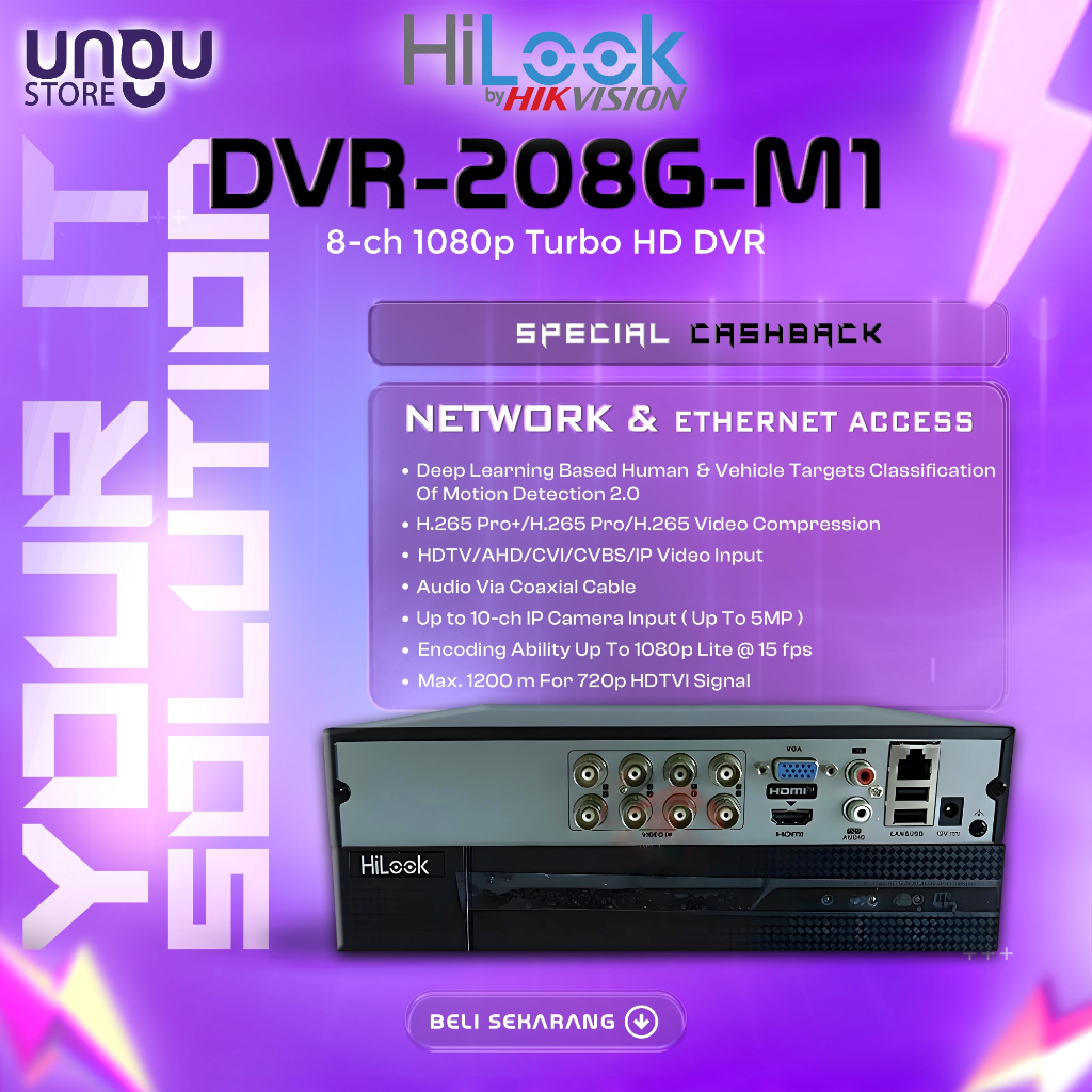 DVR CCTV 8 Channel Hilook DVR-208G-M1 & DVR 204G-M1 Support Audio Hilook by Hikvision