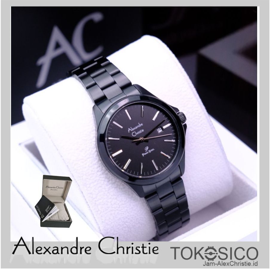 Alexandre Christie ORIGINAL jam tangan wanita rantai hitam AC 1026 Alexander Cristie cewek 100% ori