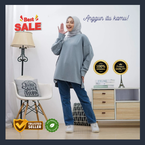 RAIHANA- REGIA KAOS POLOS TUNIK WANITA JUMBO LENGAN PANJANG- OVERSIZE WANITA- BAHAN  ADEM PREMIUM