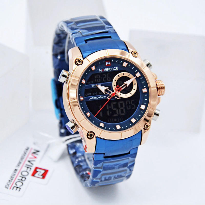 NAVIFORCE NF9163M JAM TANGAN RANTAI PRIA ANALOG & DIGITAL AKTIF - ORIGINAL WATCH