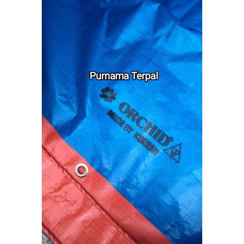 Terpal Orchid Korea Original (A8) Warna Biru- Oren Terpal multifungsi Siap Pakai
