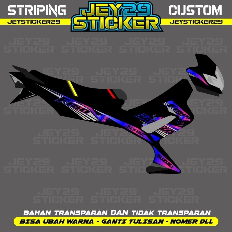 STRIPING SATRIA FU BARONG RAINBOW TRANSPARAN CUSTOM SUKA SUKA