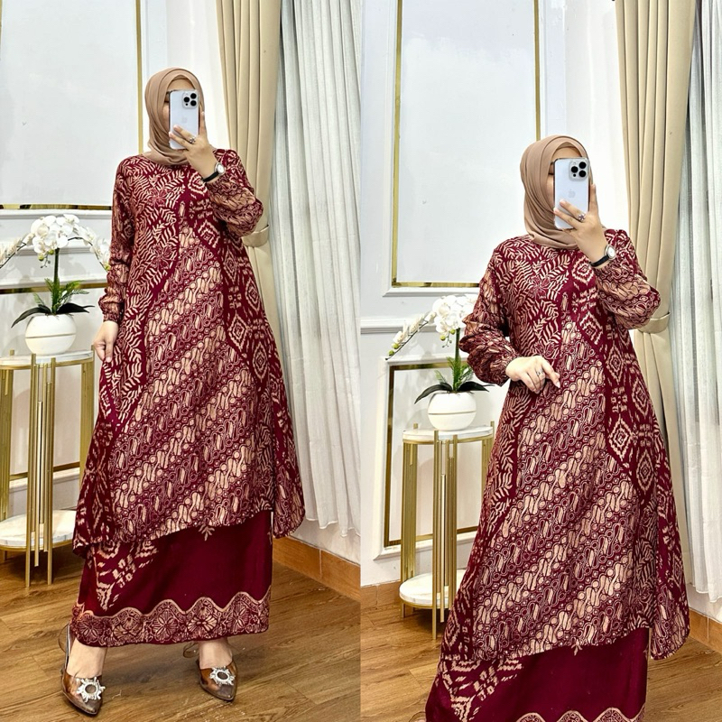 R QUEEN BATIK VISCOSE WANITA BAHAN DOBBY STELAN BATIK WANITA MODERN 2025 STELAN BATIK KONDANGAN ELEG