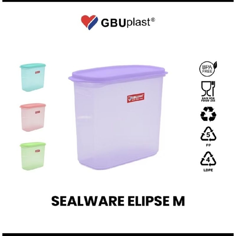 GBU Toples Elipse Medium GBU Warna / Sealware warna 1500ml (satuan) / elips / wadah makanan / cemila