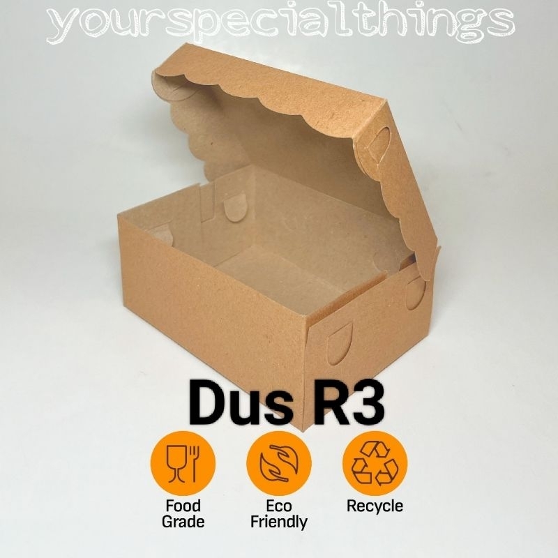 

DUS R3 KRAFT COKLAT 10X15X6.5CM/DUS KUE R3 COKLAT/DUS KUE HAJATAN/DUS R3 KERTAS COKLAT