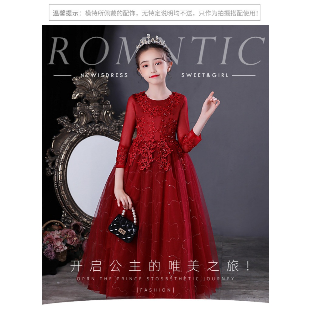 gaun pesta anak baju pesta anak gaun ultah anak Dress Pesta Anak Perempuan Lengan Panjang 3 - 14 Tah