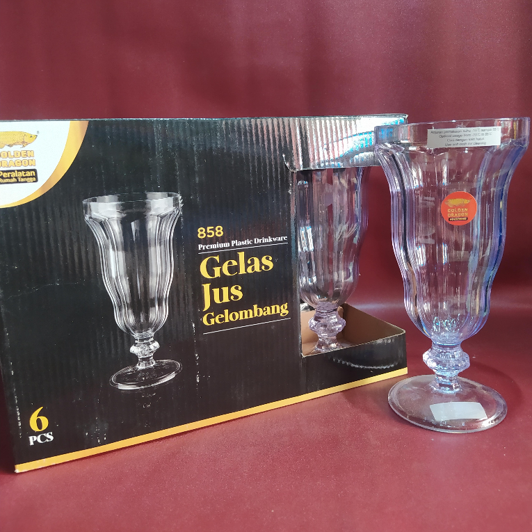 Gelas Jus Gelombang Bening Melamin Golden Dragon (Original) 858