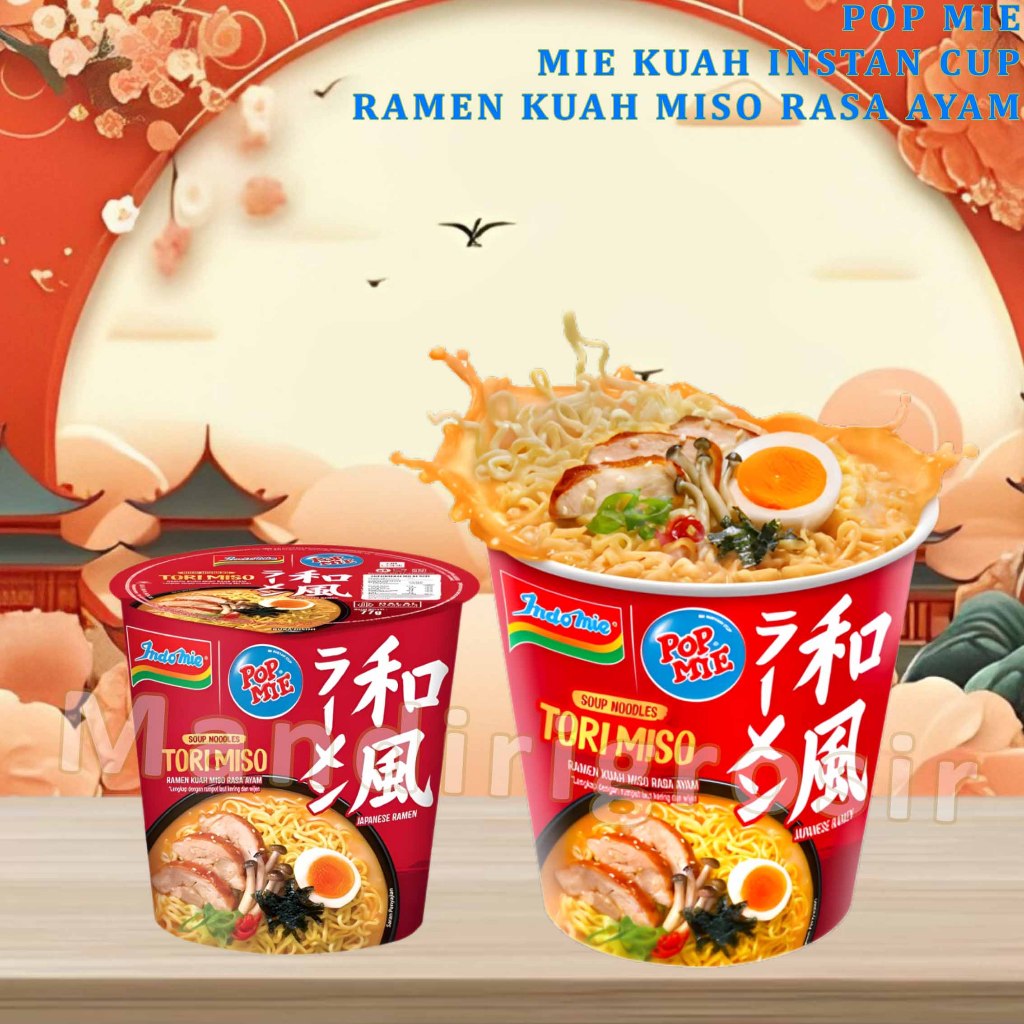 

Mie Kuah Instan Cup * Pop Mie Cup Tori Miso * Ramen Kuah Miso Rasa Ayam * 77gr