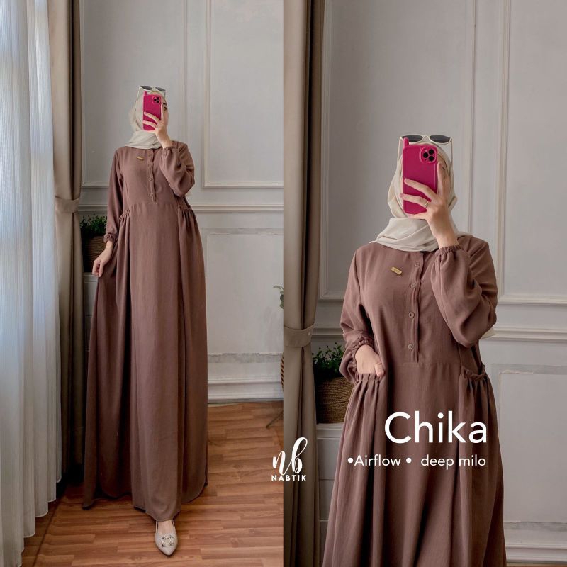 CHIKA Dress Ori Nabtik/Nabtik Original/Dress Premium/Original/Muslimah/Gamis Premium/Gamis