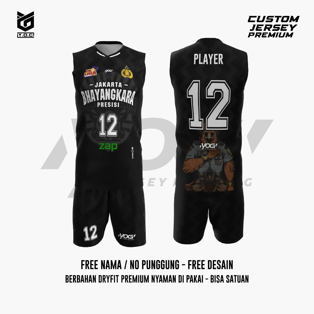 JERSEY TANDING BHAYANGKARA (HITAM) PROLIGA 2025 PREMIUM - PREORDER [ BISA CUSTOM NAMA & NOMOR  | BAJ