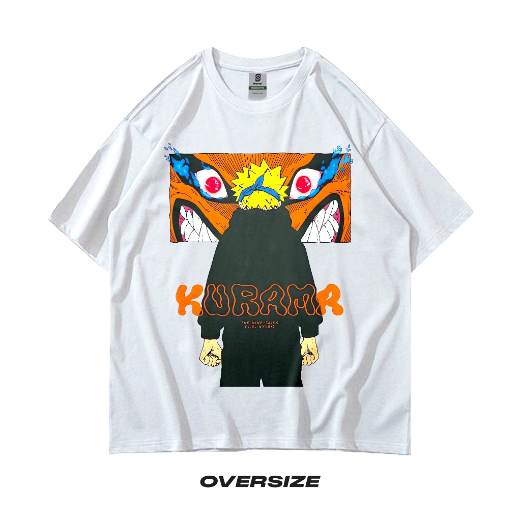 Kaos Oversize Anime Naruto Kurama Wash Tee