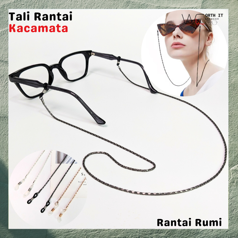 Worth It - Tali Rantai Kacamata Wanita Gantungan Kacamata Tali Kacamata Anti Jatuh Tali Rantai Rumi