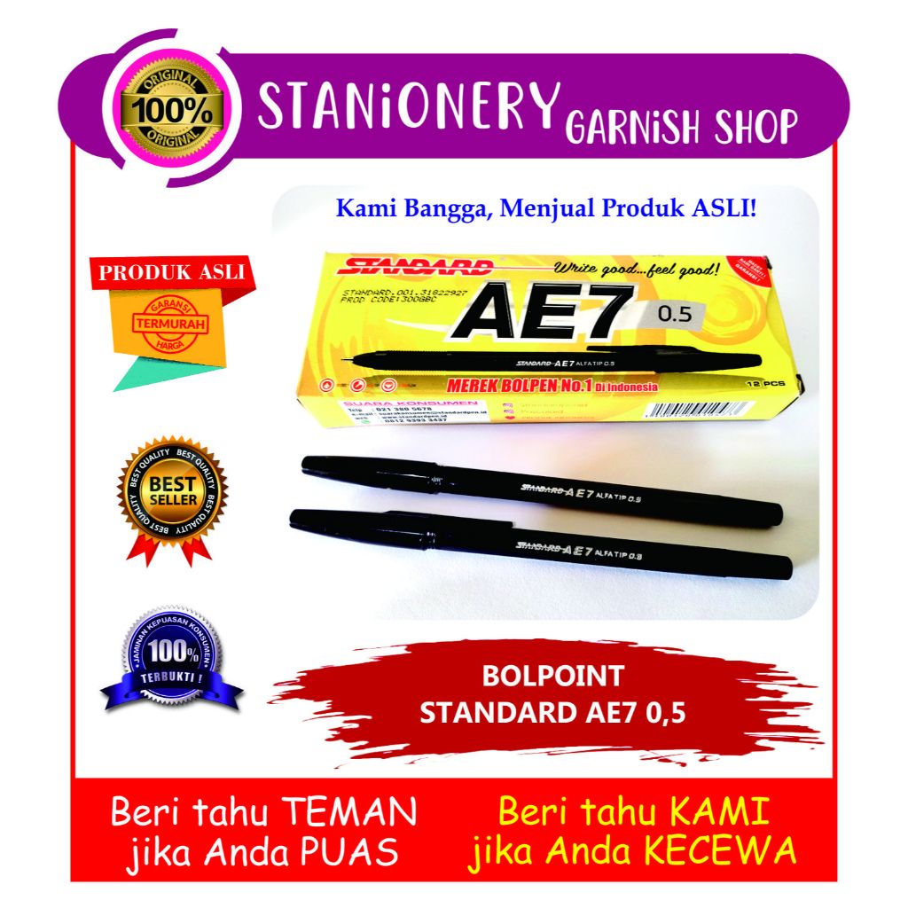 

PULPEN STANDARD AE7 0,5mm HITAM / BOLPOIN STANDARD AE7 0,5mm HITAM 1 PACK
