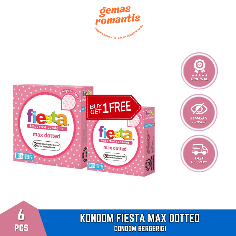 BUY 1 Get 1 Free Kondom Fiesta Max Dotted Isi 3 - Alat Kontrasepsi -  Privasi Terjamin Aman - Pasutr
