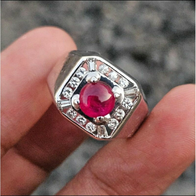 Cincin berlian ring emas 7,30grm center ruby 1,00crt original 6Z35