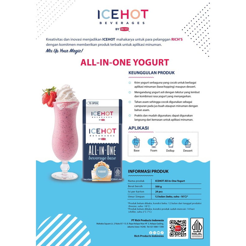 

Ice Hot All-In-One Yogurt Beverage Base Rich’s 500g