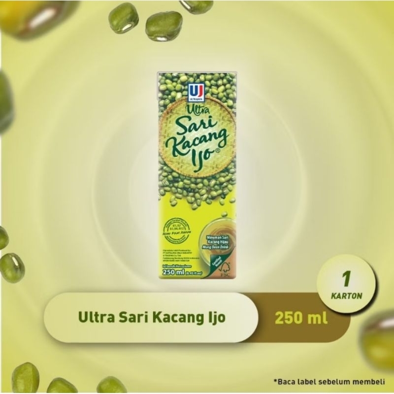 

Ultra Sari Kacang Ijo Kacang Hijau Kemasan Kotak 250ml 1 Dus Isi 24 pcs