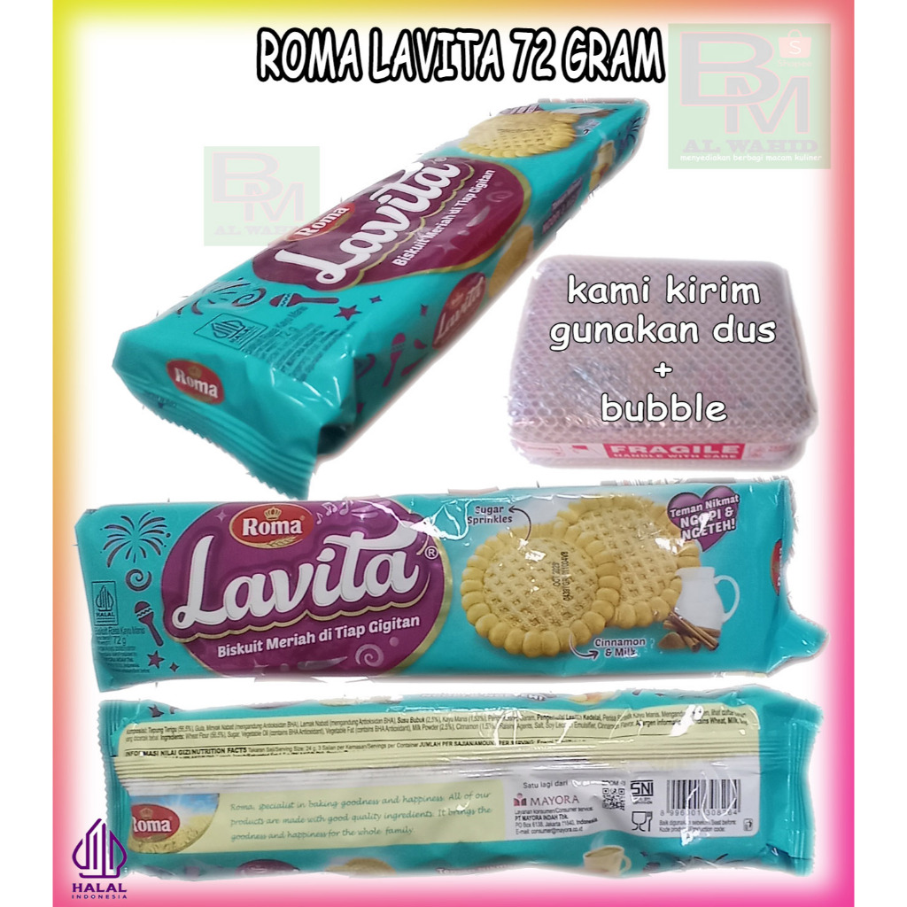 

Biskuit Roma Lavita aroma kulit manis Kemasan 72 gram