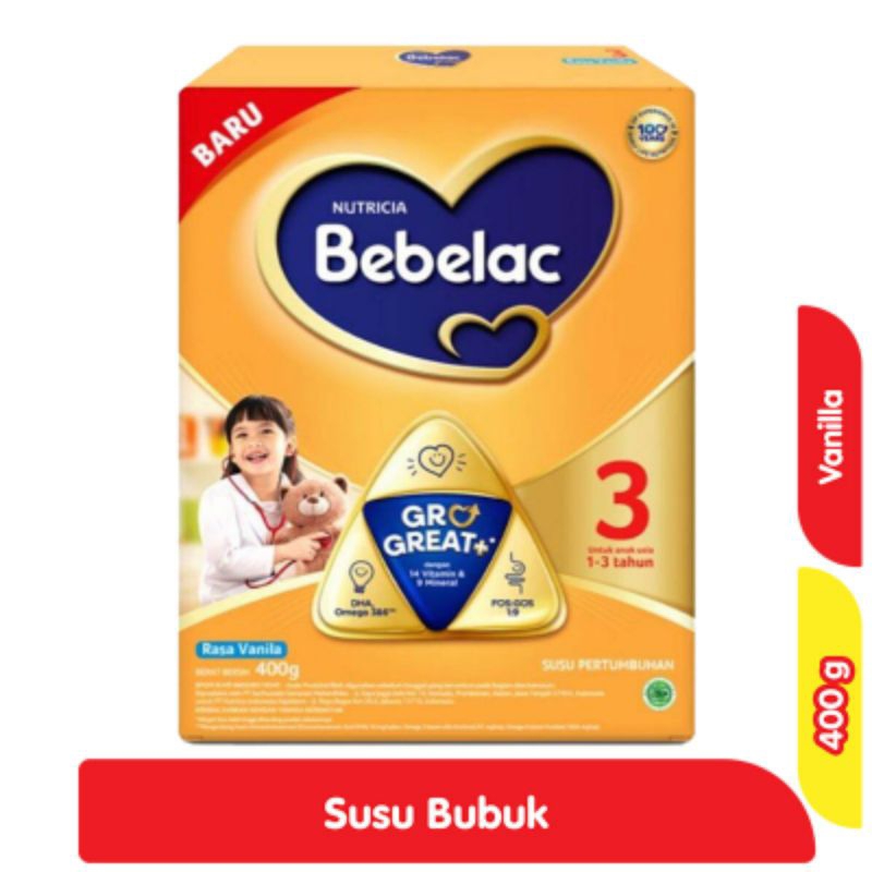 

Bebelac 3 GroGreat+ Susu Bubuk Pertumbuhan Anak Vanila 400 g