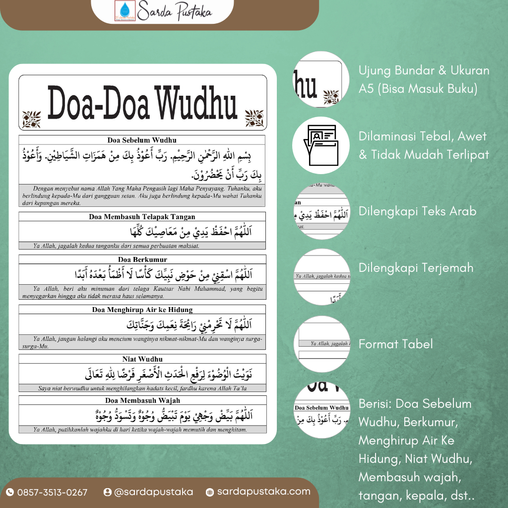 Tabel Doa-Doa Basuhan Wudhu