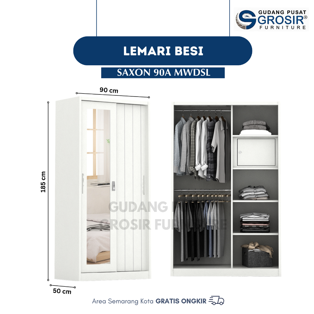 LEMARI BESI - Lemari Pakaian Besi Sliding / Pintu Geser - SAXON