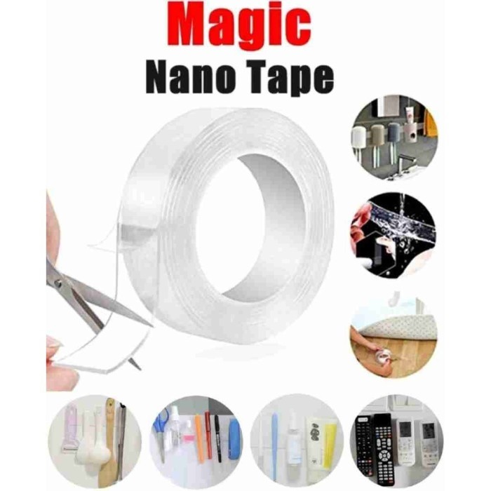 Double Tape Nano Transparant Isolasi Lakban Transparan 3CM Waterproof Lem Magic
