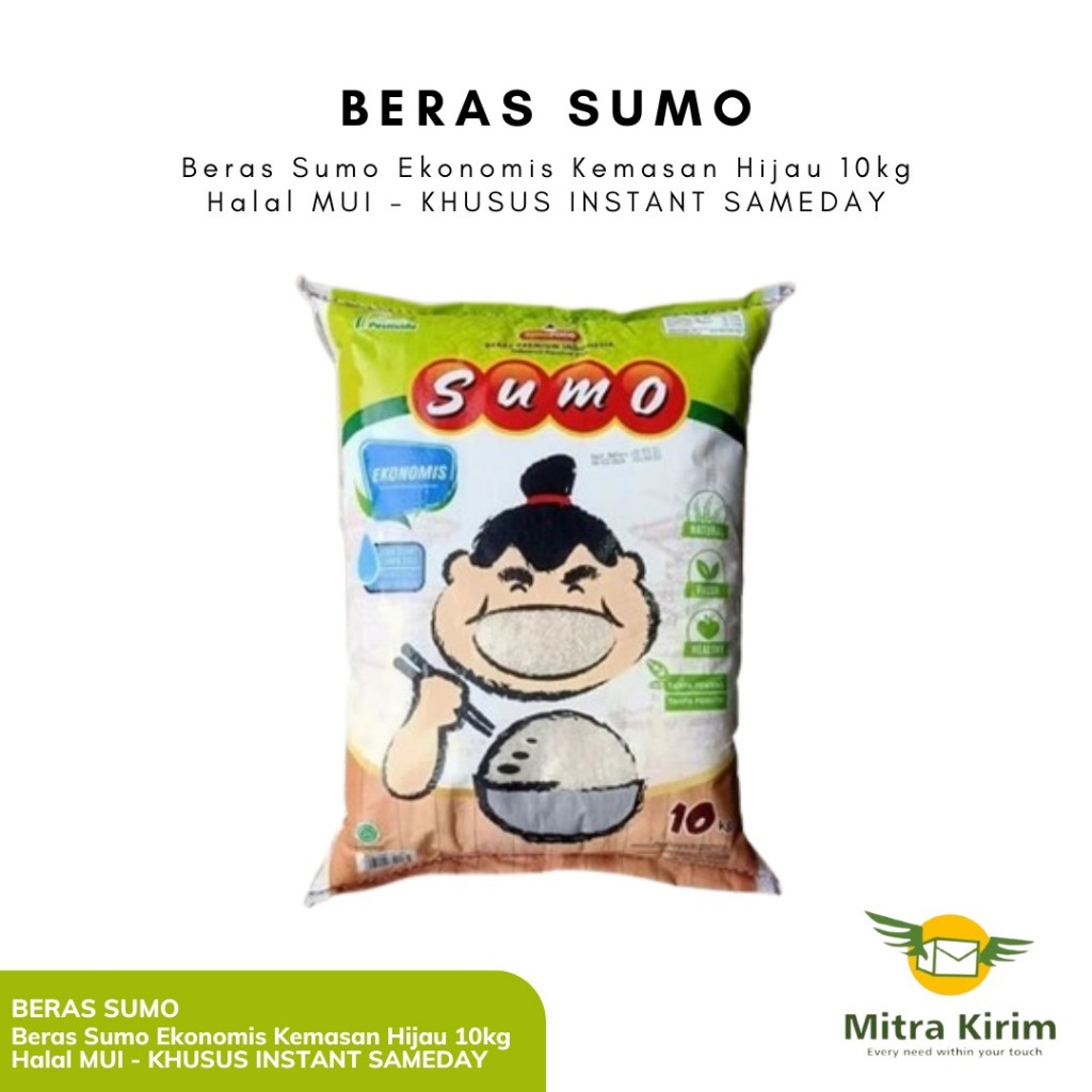 

Beras Sumo Ekonomis Kemasan Hijau 10kg - KHUSUS INSTANT/SAMEDAY