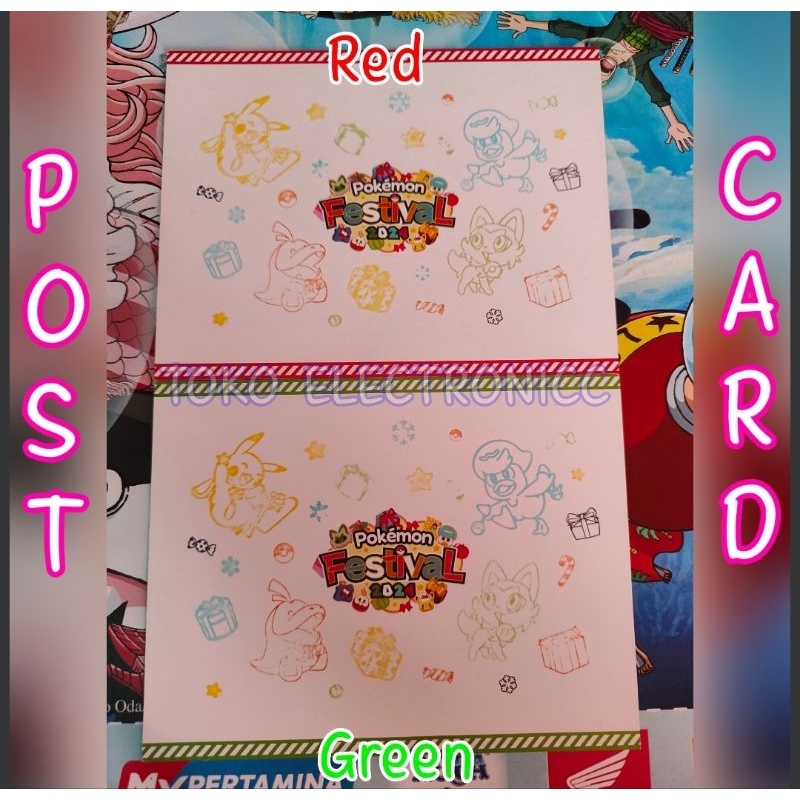 

PostCard/ Post Card Stamp Rally Pokemon Pikachu Festival 2024 Red Green