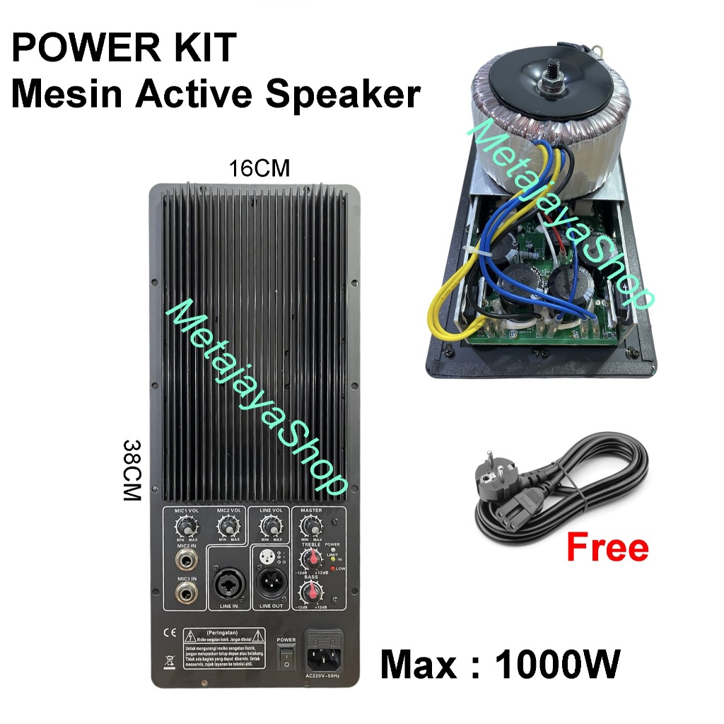 Mesin Active  Power Kit 1000W Plat 16X38CM Modul Speaker Kit Power