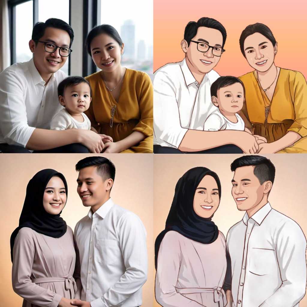 jasa ilustrasi / jasa gambar digital / jasa gambar wajah / jasa gambar kartun / jasa edit orang jadi