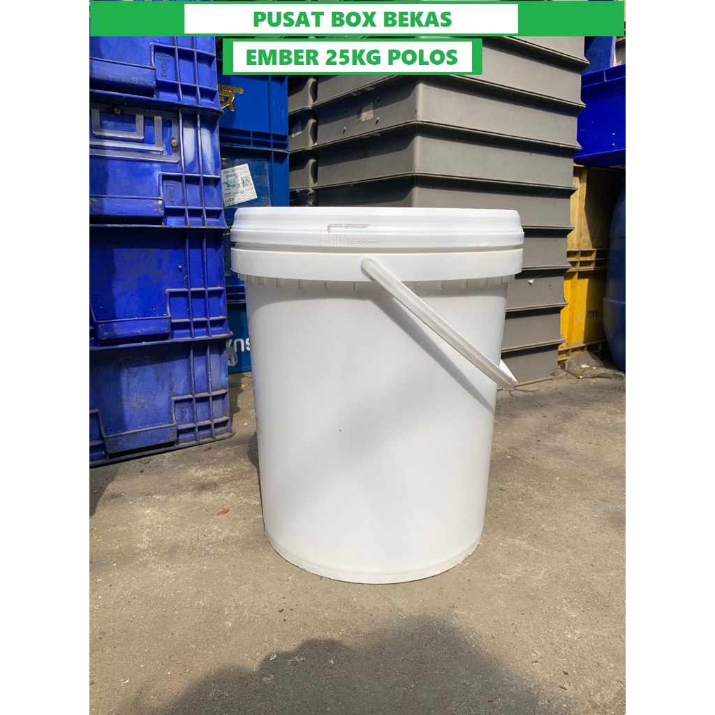 Ember plastik 20 liter Pail 20 liter (25KG) Untuk CAT/MAKANAN/PACKAGING (White Blueish) SEPERTI BARU