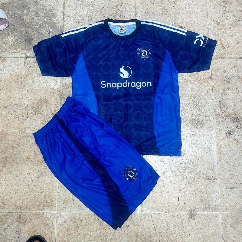 jersey setelan baju bola anak mu biru printing usia 5-12thn/ baju bola mu putih b.fernandes printing