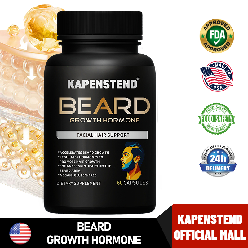 KAPENSTEND Suplemen Penumbuh Jenggot, Pertumbuhan Jenggot Cepat, 60 Kapsul Vegetarian