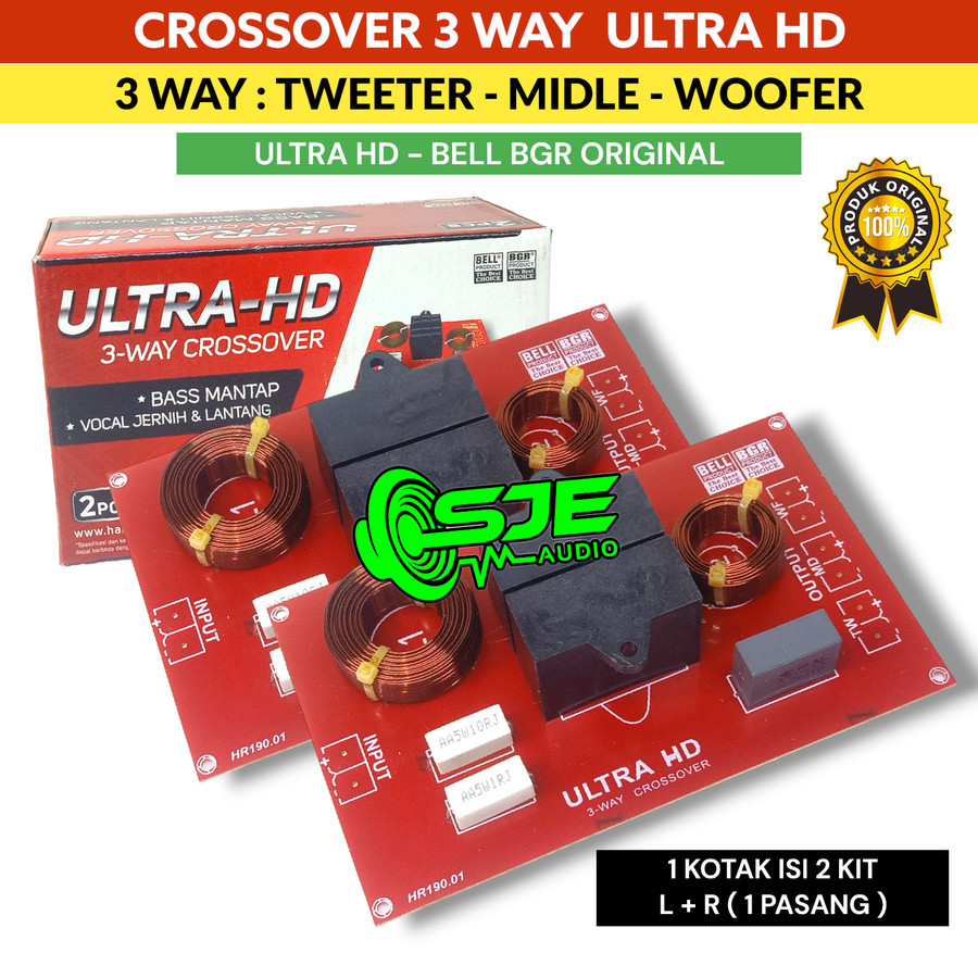 KIT CROSSOVER 3 WAY ULTRA HD BELL BGR TWEETER MIDLE MIDDLE MID WOOFER WOFER 1 SET 2 PCS 2PCS 2KIT 2 