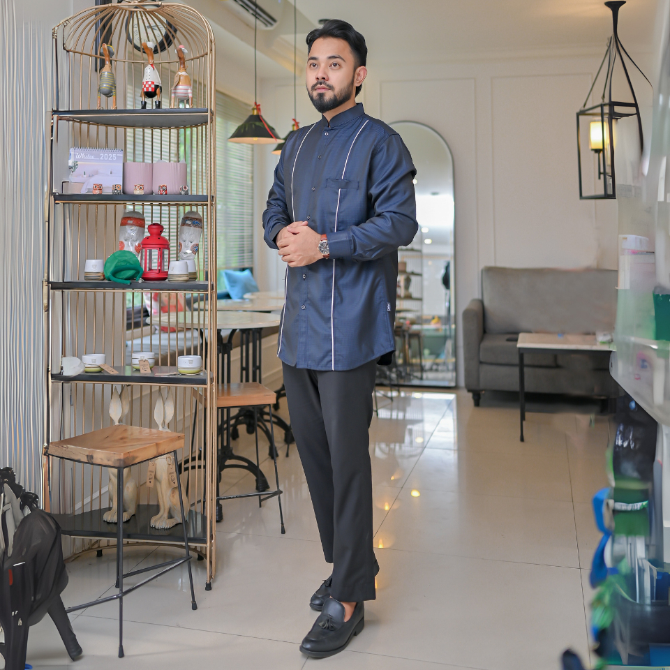 REV Jas Koko Pria Motif Kotak Kotak List Putih Fashion Muslim Pria Semi Wool Premium