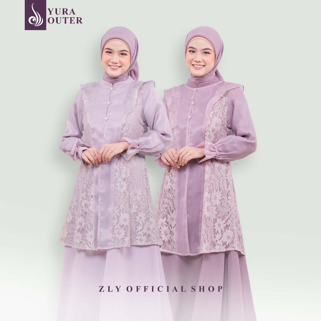 Outer Yura | Outer Brukat Kondangan | Outer Brukat Mix Organza Wanita Kekinian Original By ZLY ZELIA