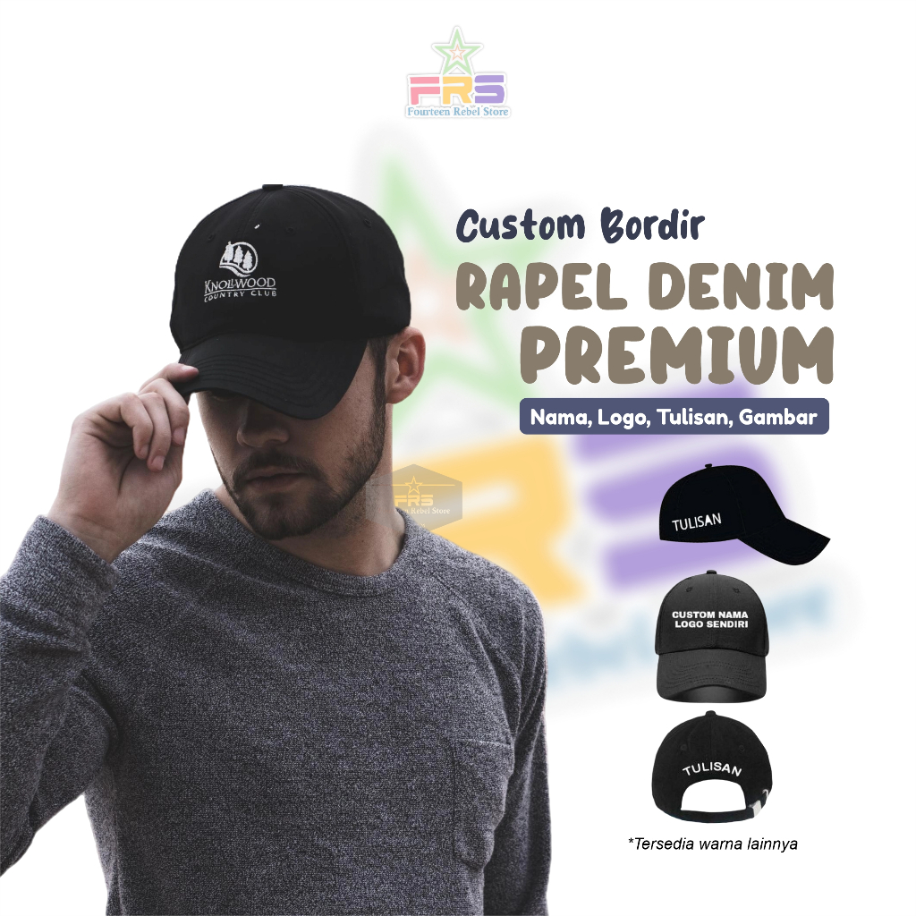TOPI BASEBALL RAFEL DENIM PREMIUM CUSTOM BORDIR LOGO DAN NAMA SUKA-SUKA TERMURAH
