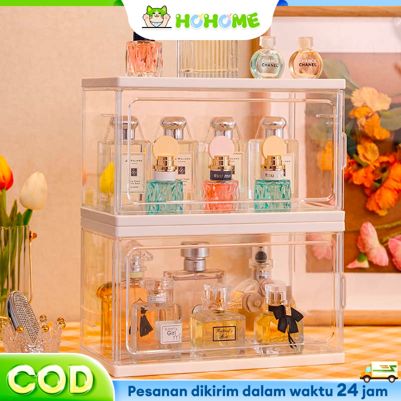 HOhome Kotak parfum Tempat parfum akrilik rak parfum tertutup Akarilik Transparan Penyimpanan MakeUp