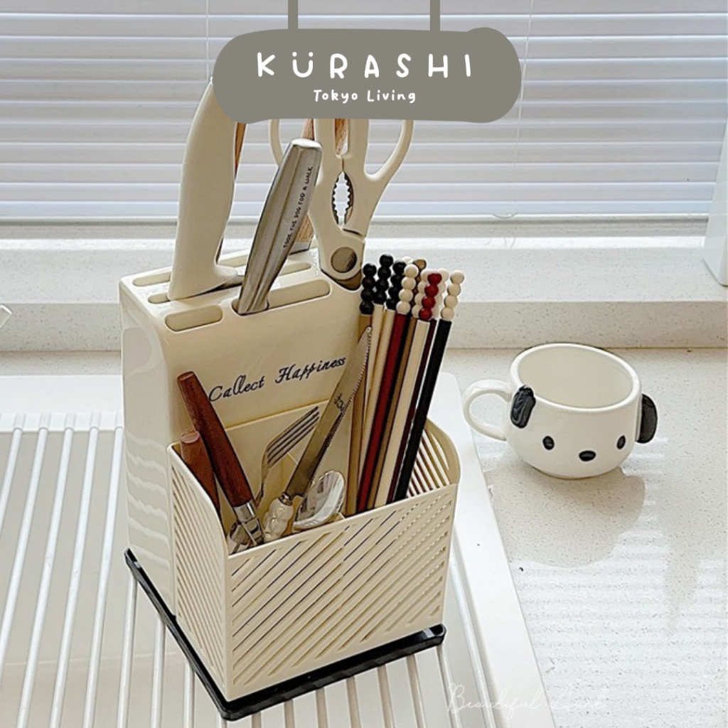 KURASHI - HONCHO Organiser Cutlery Praktis Organizer Utensil Serbaguna Rak Laci Sendok Garpu Tempat 