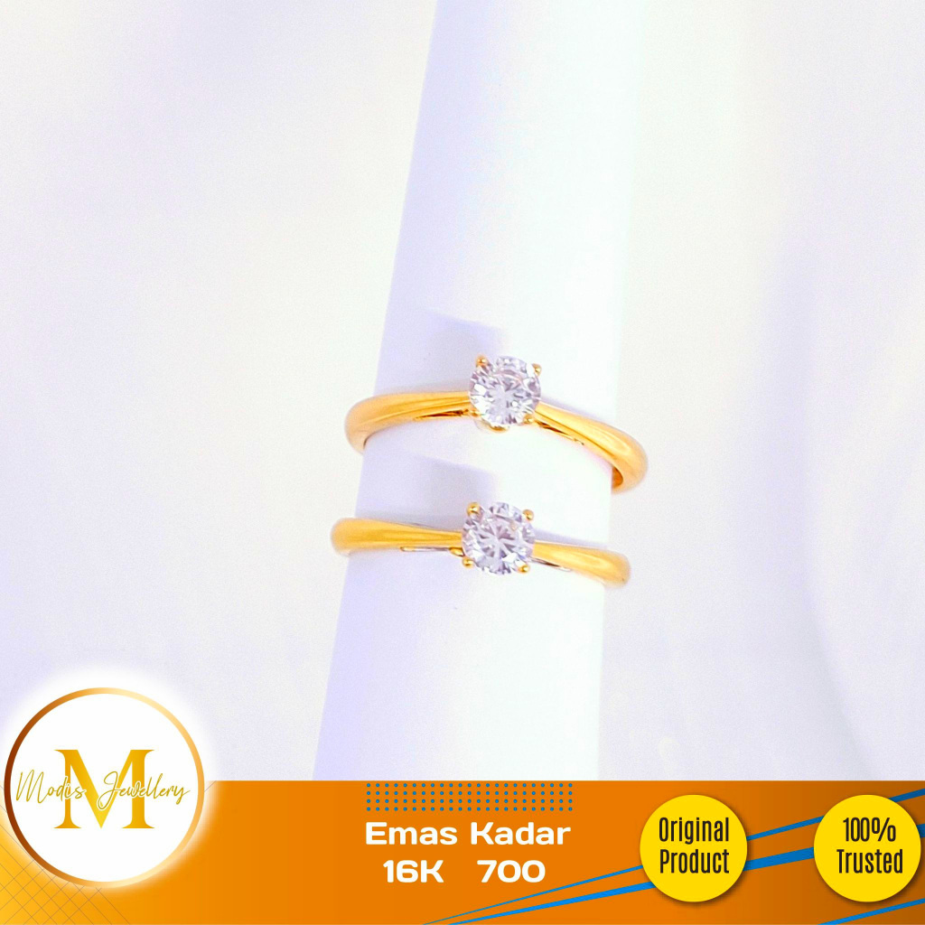 MODIS JEWELLERY - Cincin Solitaire Pita Kuning - Emas 16k  700