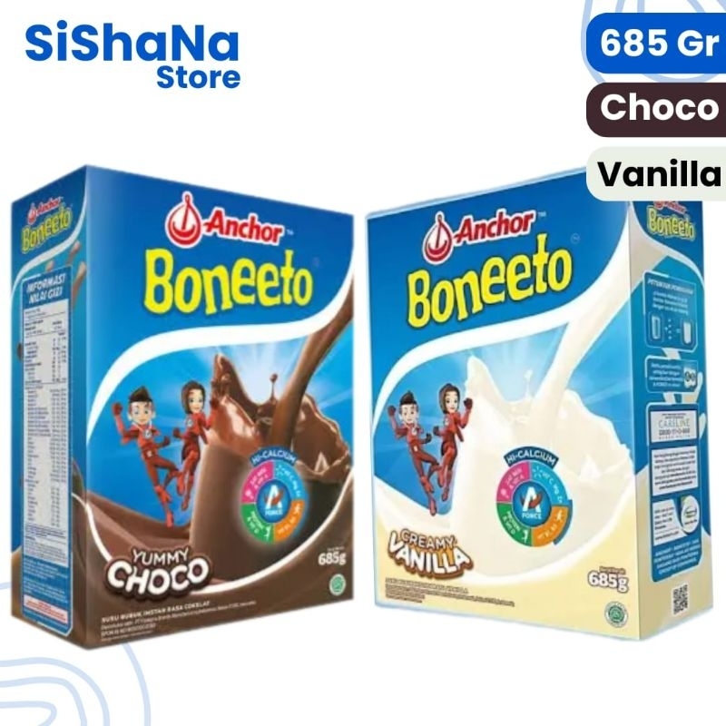 

Boneeto Susu Bubuk Anak Sekolah Yummy Choco / Creamy Vanila 685gr / 320gr