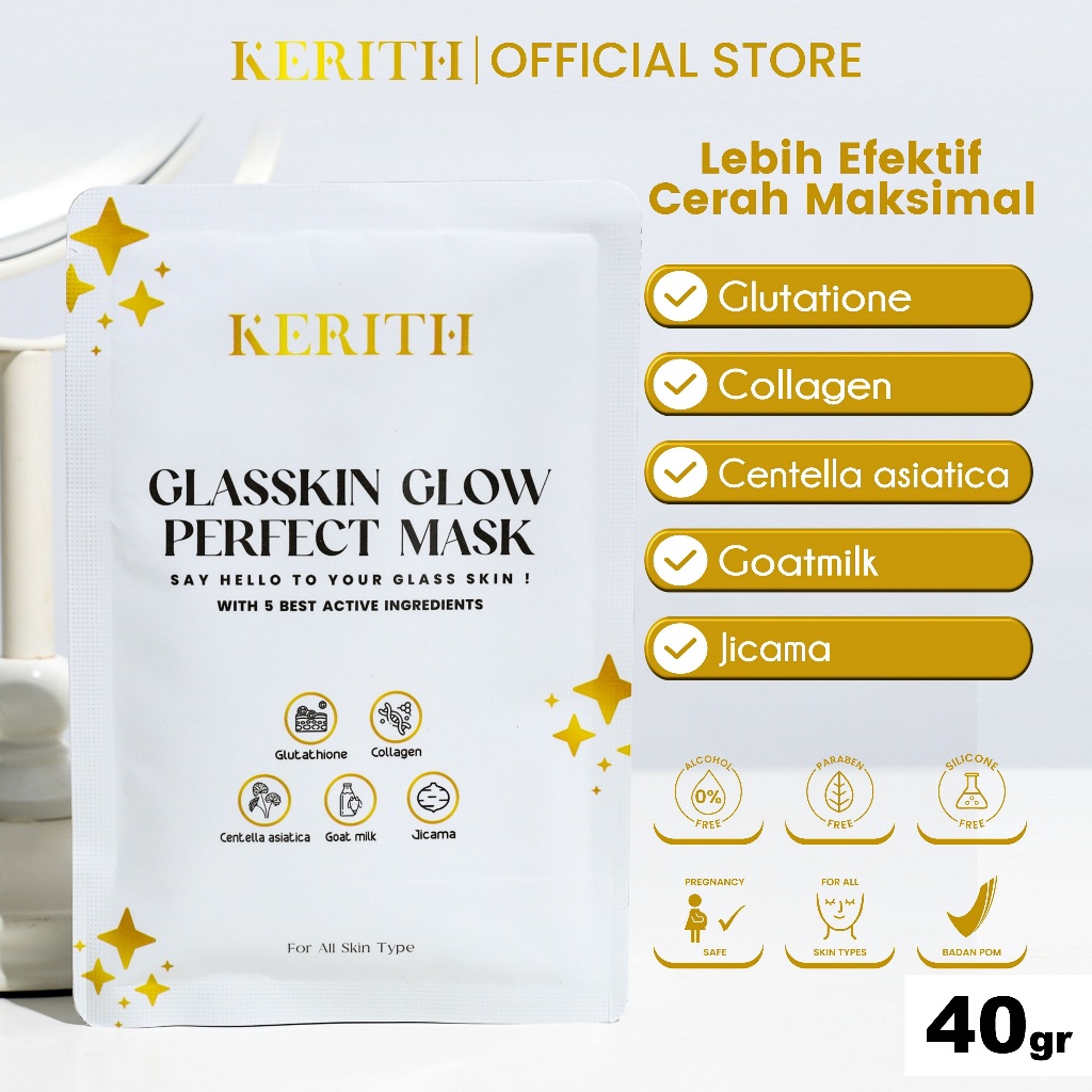 Glasskin Glow Perfect Mask by Kerith masker tone up pencerah wajah menghaluskan Wash Off Mask
